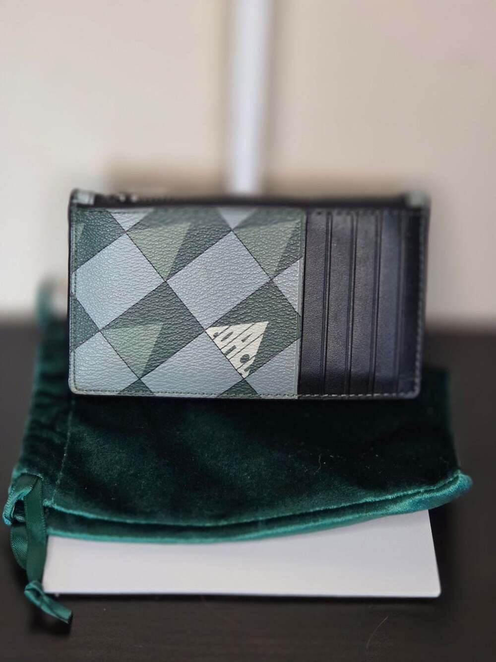 Coach Zip Card Case In Geometric Diamond Print
